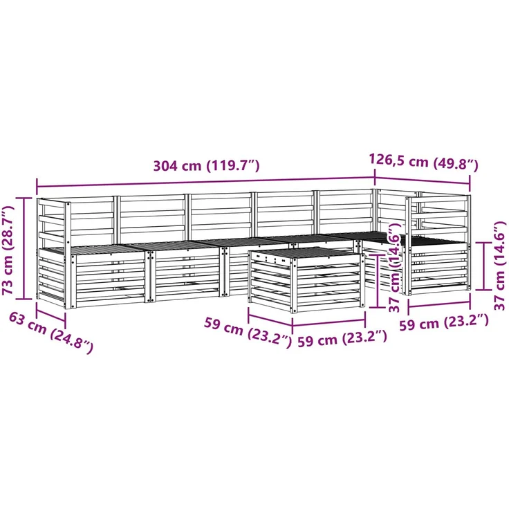 vidaXL Outdoor-Sofagarnitur 7 stk. 6-Sitzer Weiß Massivholz Akazie 3391934 – Bild 9