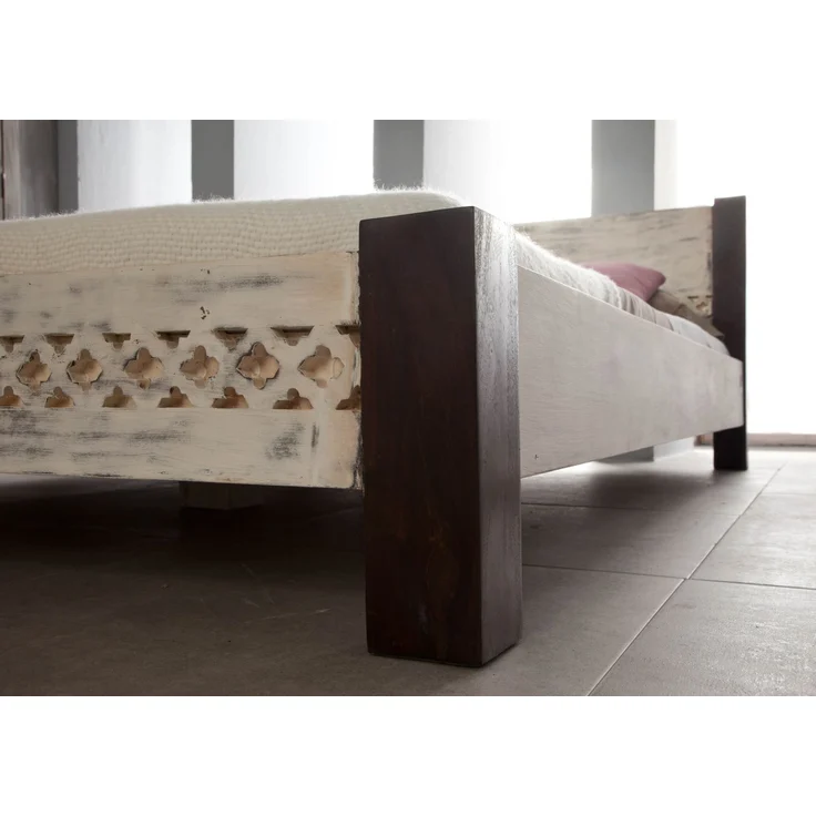 Bett Mango / Akazie 140x200x75 weiß gewachst CASTLE-ANTIK #403 – Bild 4