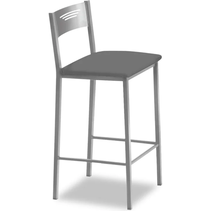 ASTIMESA - Hohe Küchenhocker mit Rückenlehne - Gestell aus Aluminium und Sitzfläche aus Kunstleder - Farbe des Sitzes: Graphit. Lieferumfang: 1 Stück - Maße: 90 cm (Gesamthöhe)