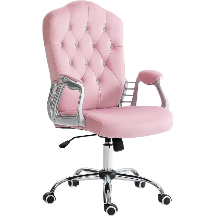 Vinsetto Bürostuhl Drehstuhl, Schreibtischstuhl mit Schwenkrädern (Chefsessel, 1 St), für Wohnzimmer, Büro, Rosa