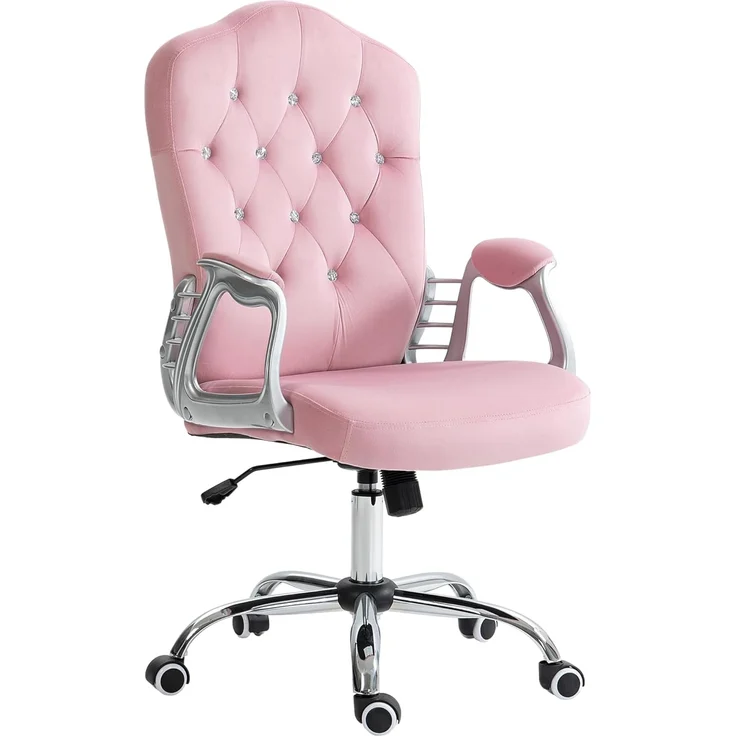 Vinsetto Bürostuhl Drehstuhl, Schreibtischstuhl mit Schwenkrädern (Chefsessel, 1 St), für Wohnzimmer, Büro, Rosa – Bild 1