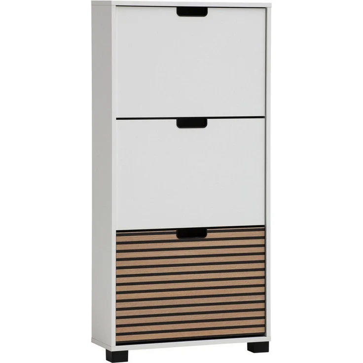 Schildmeyer Schuhschrank Schuhkipper Ryker 160032, Mattweiß/Akustikpaneel Optik, 59,8 x 19,5 x 124 cm – Bild 1