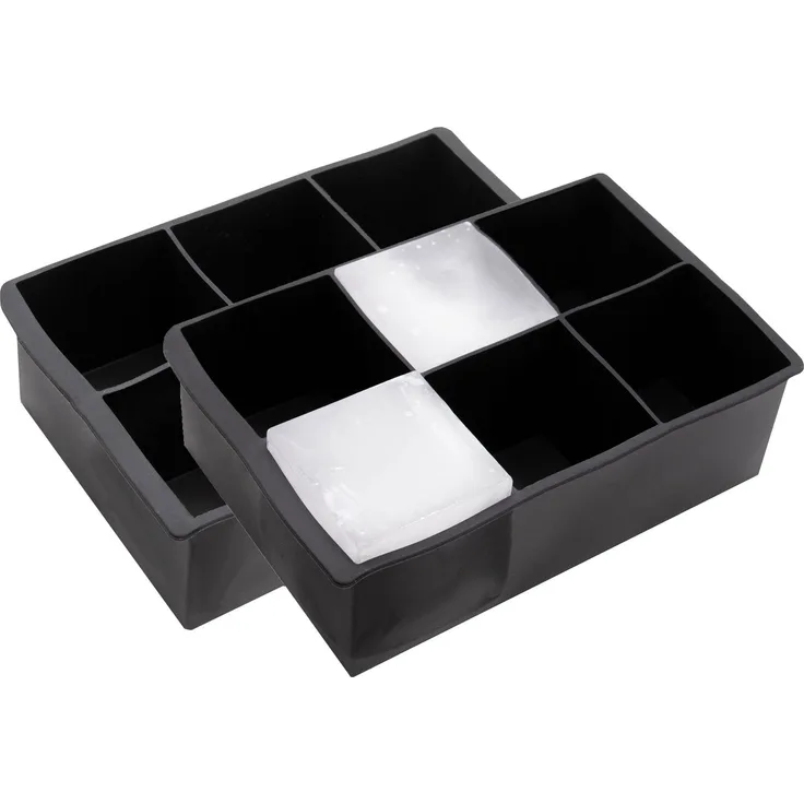 ZOLLNER 2er Set Eiswürfelform Silikon, Würfel 5x5x5 cm, schwarz