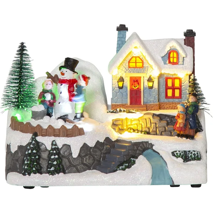Spieluhr Winterville 8 Melodien 7 LEDs Timer B 18cm H 13cm