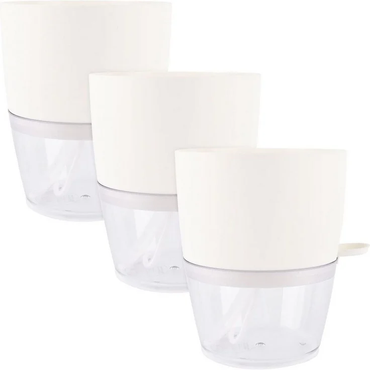 shop'n smile ideoon Blumentopf Blumentopf selbstbewässernd Ø18,5cm Pflanzgefäß mit Docht-System (3 St, 3er-Set & 6er-Set), 10-15 Tage Urlaubsschutz/transparentes Reservoir/ 18,5x15,5 cm – Bild 2