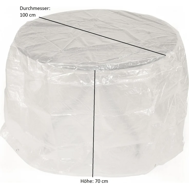 Abdeckhaube Tisch 100x70 cm rund, PE transparent – Bild 2