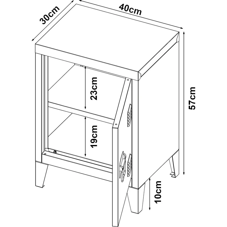 Nachtschrank Inari Türgriff links Stahl Rosa [en. casa] – Bild 4