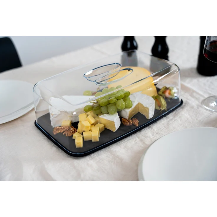 Continenta Käseglocke 5356 Duracore 34 x 21 x 11 cm Kunststoff Schwarz Transparent – Bild 2