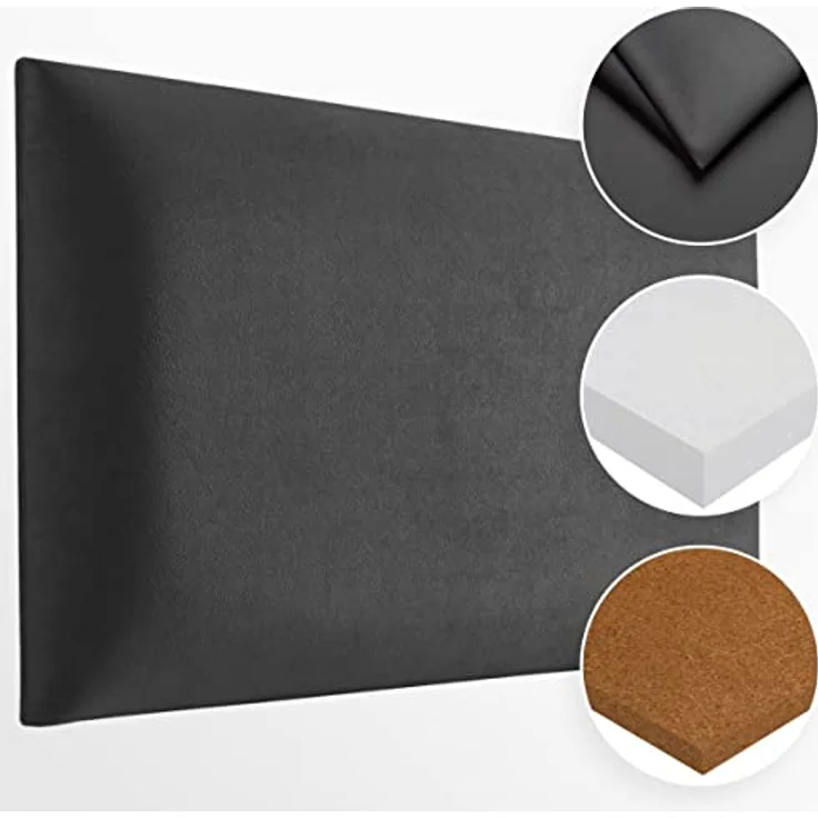 Muralo Samt Wandkissen Stoff Polsterpaneel Schlafzimmer Wohnzimmer Bett Wandpolster Bettkopfteil Lendekissen Modern Luxus Gepolstert Polster Paneel (Graphit, 60 cm x 40 cm) – Bild 4