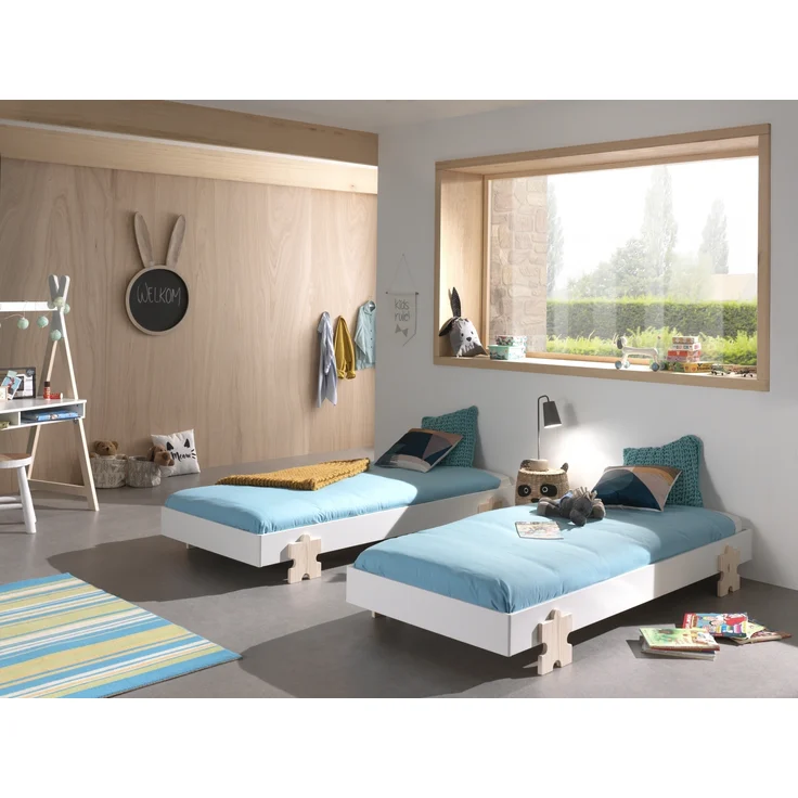Stapelbett >Moldulo< 2er Set, Lattenrost, weiss lackiert - je 203,6x27,5x93,8cm (BxHxT) – Bild 4