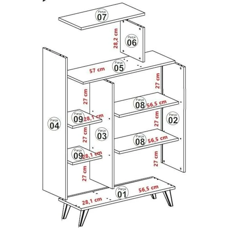 Dmora - Kommode Capella, Wohnzimmerbuffet, Wohnzimmer-Sideboard, Moderne Küchen-Speisekammer, 90x32h132 cm, Walnuss und Weiß – Bild 5