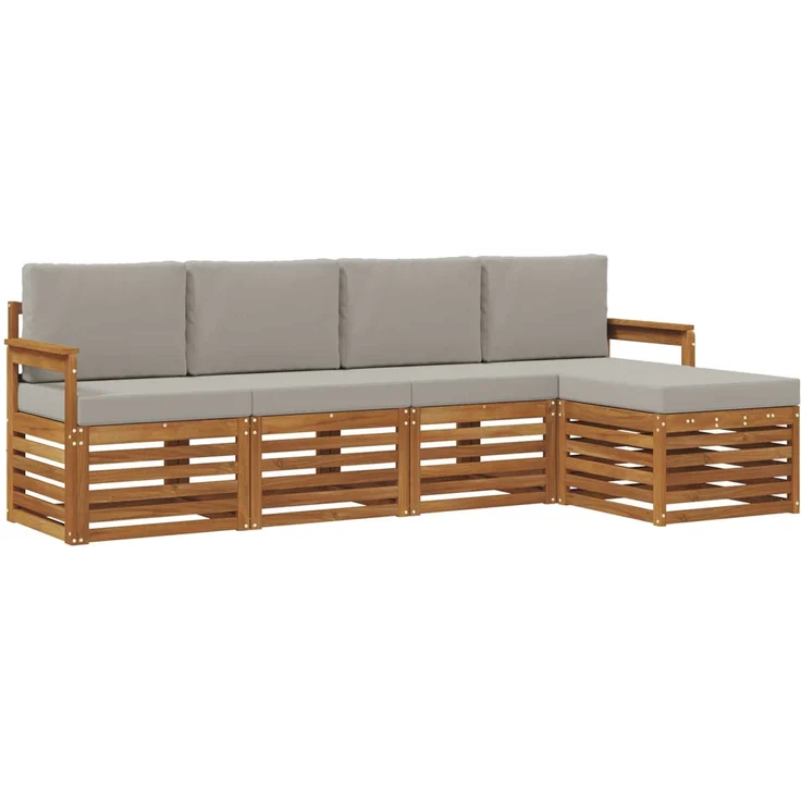 vidaXL Outdoor-Sofagarnitur 5 stk. 5-Sitzer Natur und Hellgrau 3374636 – Bild 2