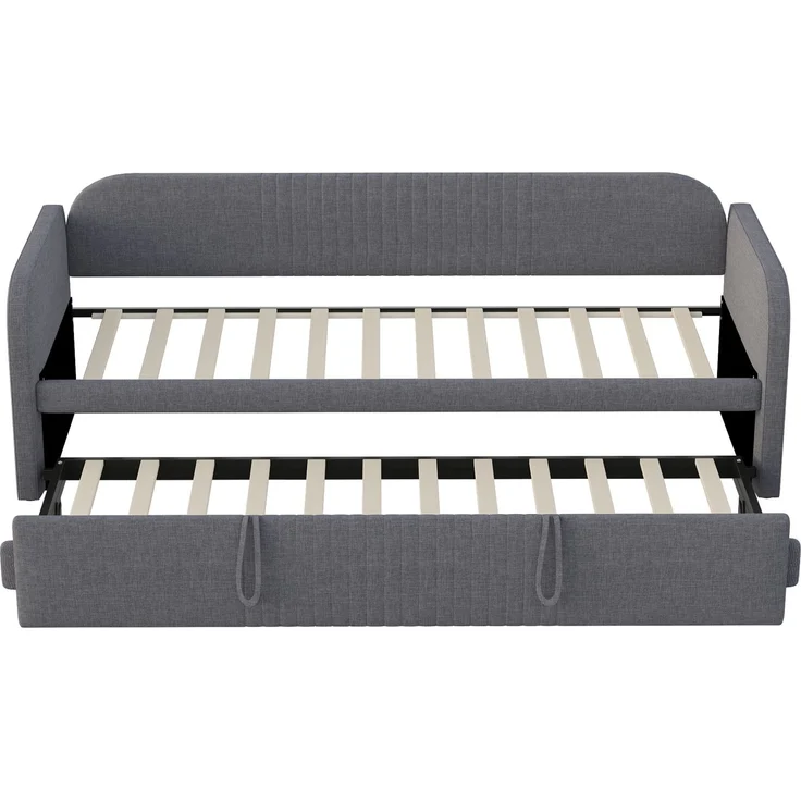 Verlängerbares Schlafsofa 90/180x190 cm mit Leinenbezug, hydraulischem Auszug, Lattenrost, vielseitigem Design,Grau – Bild 10