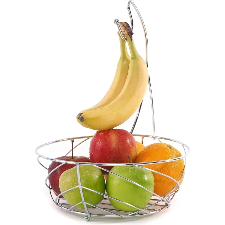 DESIGN DELIGHTS Obstschale METALL OBSTKORB "FRESH", Ø 25 cm, mit Bananenhaken, Früchtekorb, Metall – Bild 5