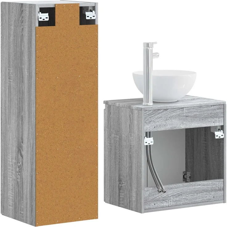 vidaXL Badezimmerschrank-Set 2 stk. Grau Sonoma 33 x 34,5 x 100 cm 3406119 – Bild 5