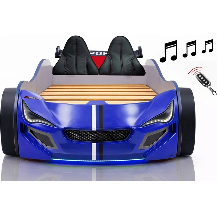 Aileenstore Autobett TURBO GTE (inkl. Zubehör), Kinderbett 90x200, Lattenrost,LED,Unterbodenlicht,Sound,Fernbedienung – Bild 1