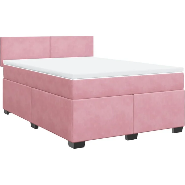 vidaXL Boxspringbett mit Matratze Rosa 140x200 cm Samt 3288629 – Bild 3