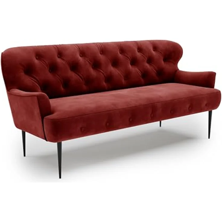 CAVADORE 3-Sitzer Küchensofa Amba, Trendige Sitzbank für Küche oder Esszimmer / 193 x 97 x 87 / Hochwertiges Mikrofaser: Rot – Bild 2