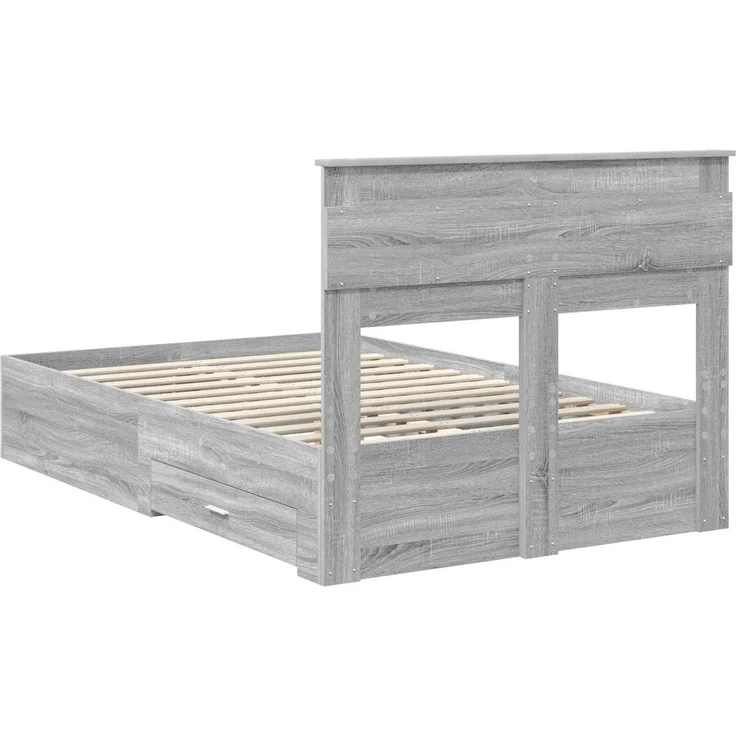 vidaXL Bettrahmen Graues Sonoma 120 x 190 cm Holzwerkstoff 3410008 – Bild 9