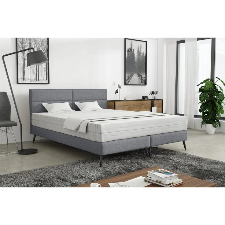 Polsterbett Doppelbett BERGAMO 120x200cm Komplettset Stoff Gemma Dunkelgrau – Bild 1