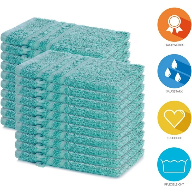 Lavea Waschhandschuh 20er Set Waschhandschuhe, 15 x 21 cm, Elena-Frottierserie, Waschlappen, (20-St), 500 g/m² Frottier, weich & saugstark, pflegeleicht – Bild 2