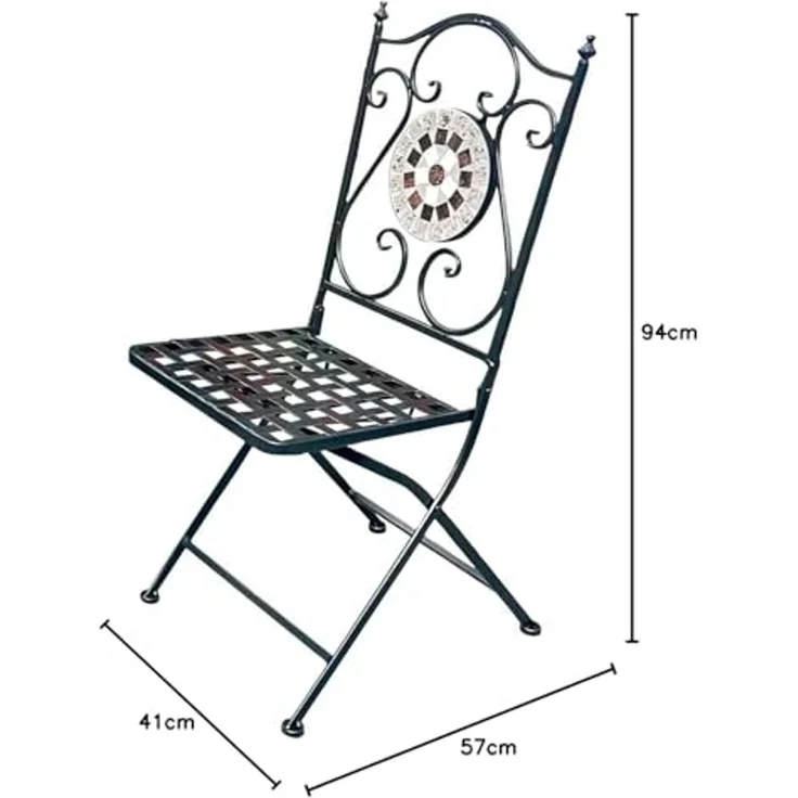 Gartenstuhl aus Eisen Mosaik Stuhl Balkonstuhl Klappstuhl Metallstuhl klappbar Garten – Bild 3