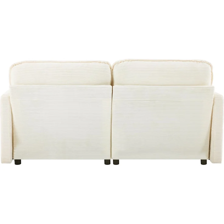2-Sitzer Sofa mit Holzrahmen und Kordstoffbezug mit stabilen Holzfüßen, weichem atmungsaktivem Cord-Stoff,Weiß – Bild 10