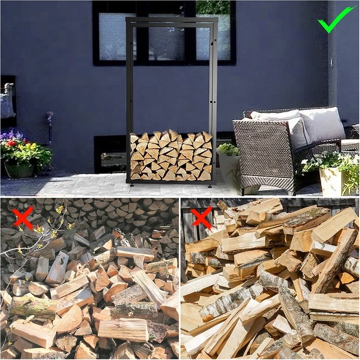 Kaminholzständer Brennholzregal Kaminholzablage Holzregal Ablage 40x150x25 cm – Bild 10