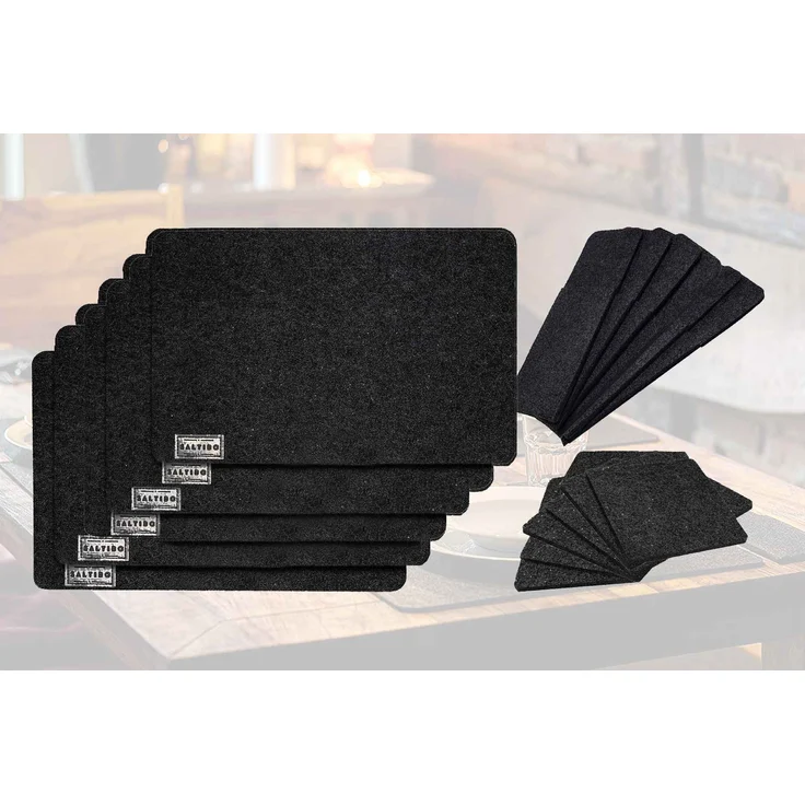 Kunden Retoure Tischset Platz Set inkl. Untersetzer und Bestecktaschen aus Filz - Für 6 Personen – Bild 2