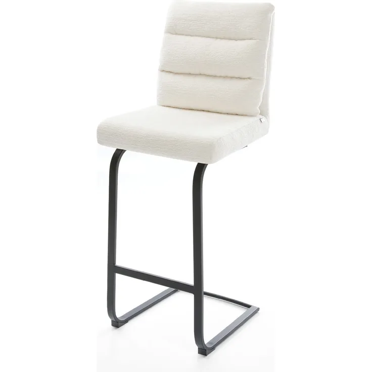 Barstuhl Pela-Flex Bouclé Soft Beige Freischwinger Flach Metall Schwarz