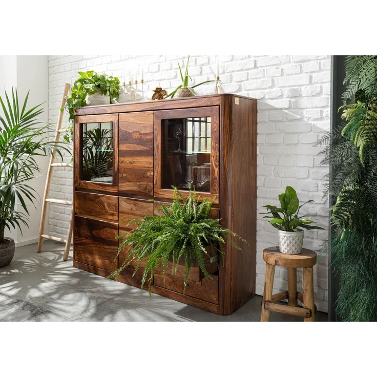 Highboard Sheesham 166x40x145 walnuss gewachst TORONTO #204 – Bild 9