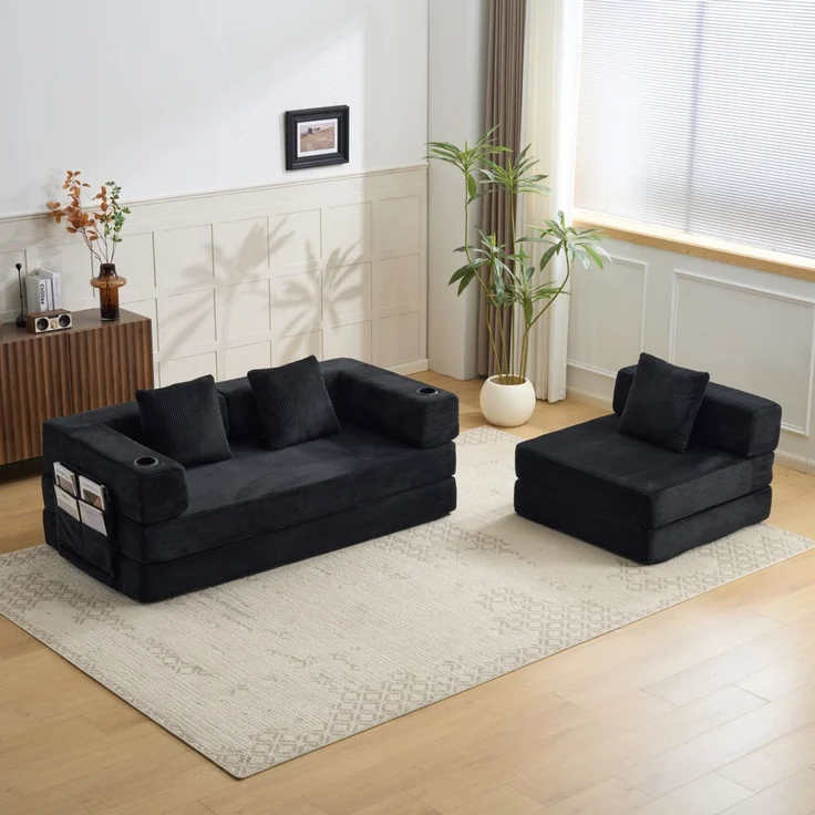ZUBALIYA Sofa mit Cordbezug, für Wohnzimmer und Apartments, mit stabilem Untergestell, für den täglichen Gebrauch – Bild 14
