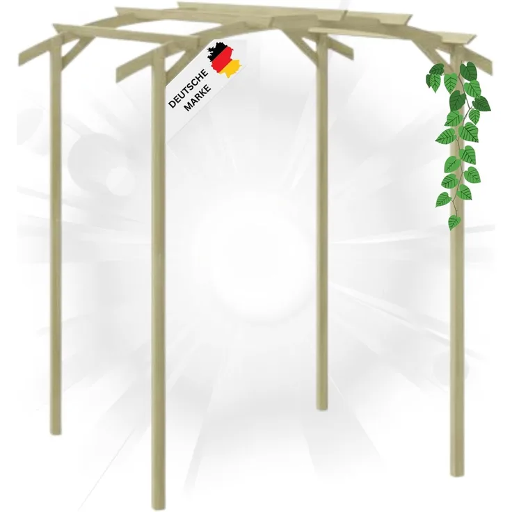 DELUKE® Pergola aus Holz FEOL 1,8x1,97x2,1m Kiefernholz Gartenbogen Rankhilfe Pergola Holz Bausatz freistehend Gartendeko Gartenpergola Rosenbogen