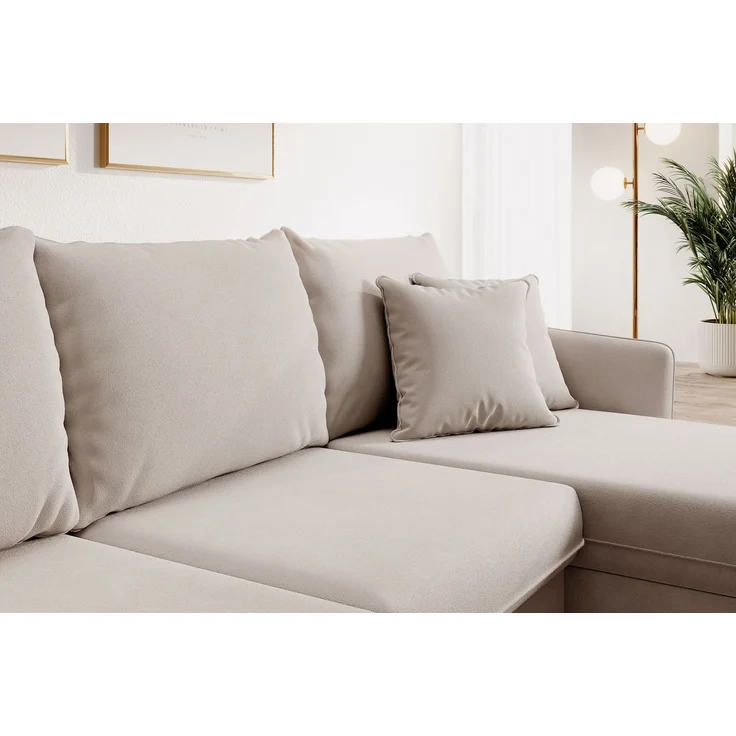 Selsey 'Volio' Ecksofa mit Schlaffunktion, Samt wasserabweisend, Goldene Beine, Beige – Bild 8