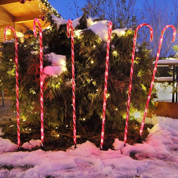 Gartenpirat LED-Lichterkette 6er-Set Zuckerrohrstab Zuckerstange Gartenstäbe Weihnachtsdeko außen – Bild 7