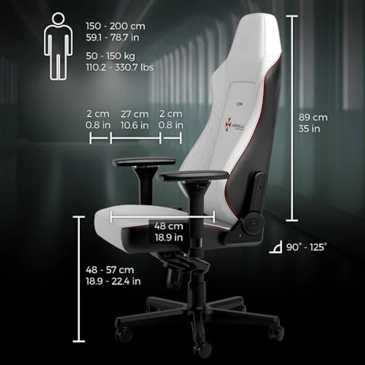noblechairs HERO Gaming Stuhl - Resident Evil Umbrella Edition, PU-Kunstlederbezug in Schwarz und Weiß, ergonomisch verstellbar, bis 150 kg belastbar – Bild 2