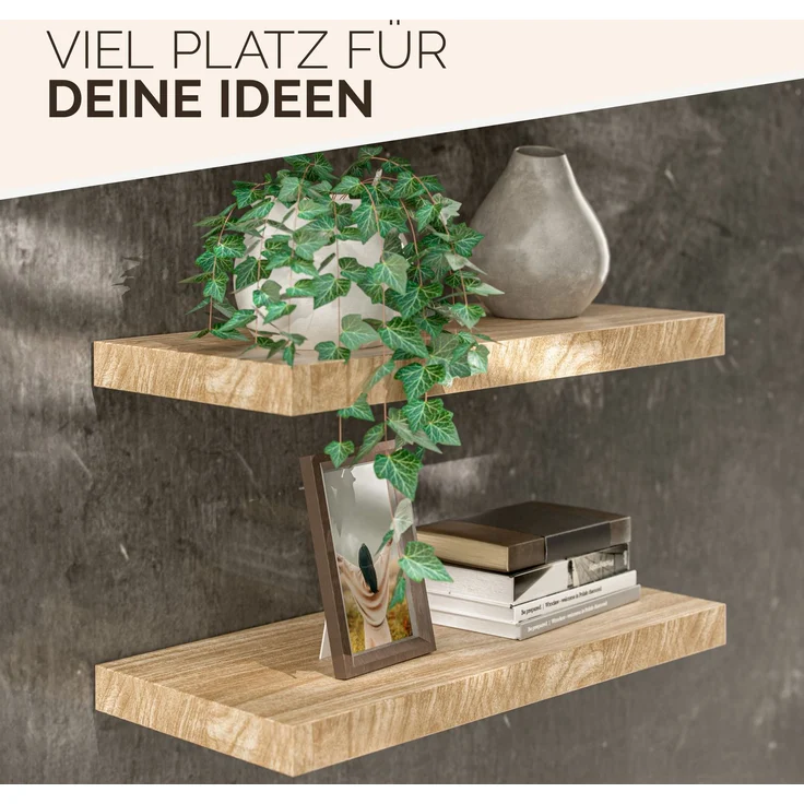 CASARIA® 3x Wandregal 110cm Holz Eiche Regal – Bild 4