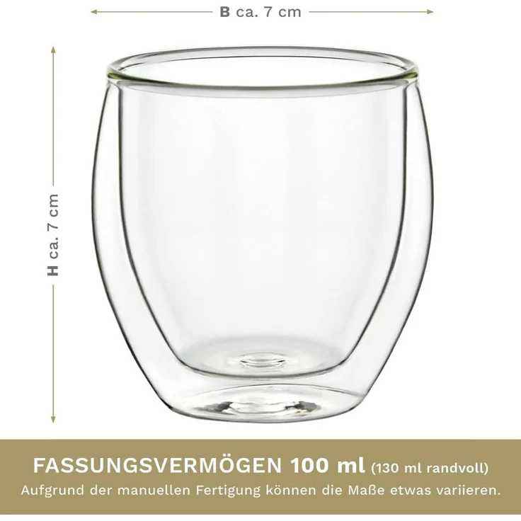 Creano Teeglas Doppelwandige Espresso-Gläser, Borosilikatglas, 6 Gläser – Bild 5