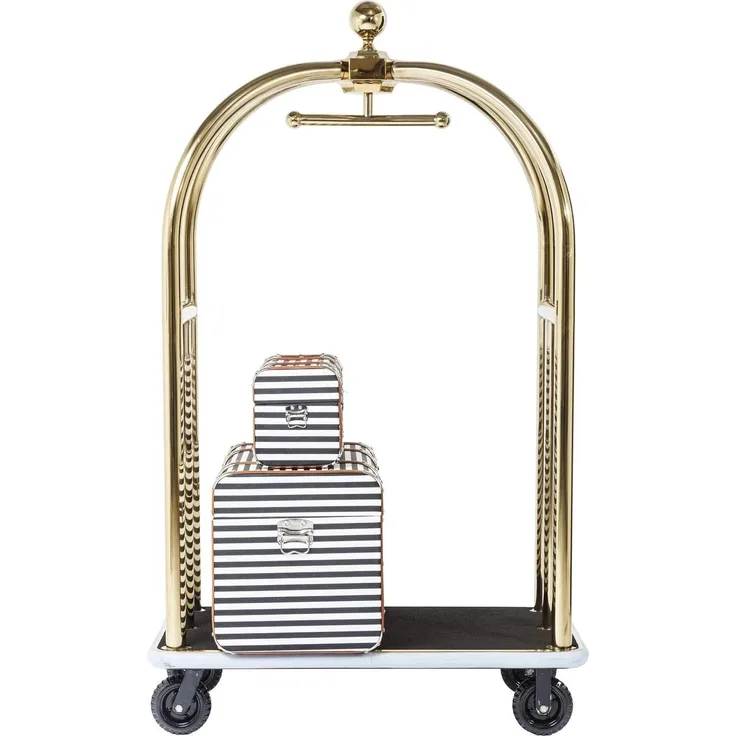 Kare Design VIP Gepäckwagen Vegas, Garderobe, Metall, Gold, 62 x 105 x 186 cm