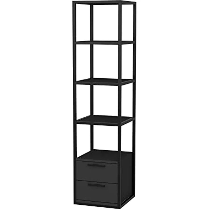 WELL HOME MOBILIARIO & DECORACIÓN Bücherregal, 100 % Melaminbeschichtung, Schwarz / Anthrazit – Bild 2
