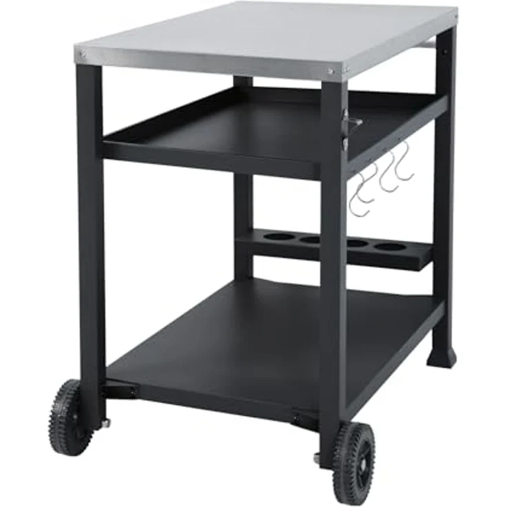 TAINO NIKAN Grillwagen Grilltisch Rollwagen Grillständer klein mit Rollen Outdoor Balkon Garten Terrasse Schwarz – Bild 3