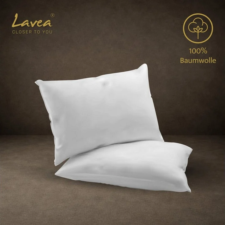 Lavea Kissenbezug 2er Set 100% Baumwolle flauschig, Jasmin, Kissenhülle, Kissenbezüge, (2 Stück), pflegeleicht, langlebige Qualität, mit Reißverschluss – Bild 3