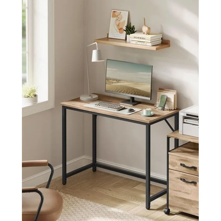 VASAGLE Tisch, Computertisch, Bürotisch, 100 x 50 x 76 cm, für Arbeitszimmer, Schlafzimmer, Wohnzimmer, kamelbraun-tintenschwarz – Bild 1