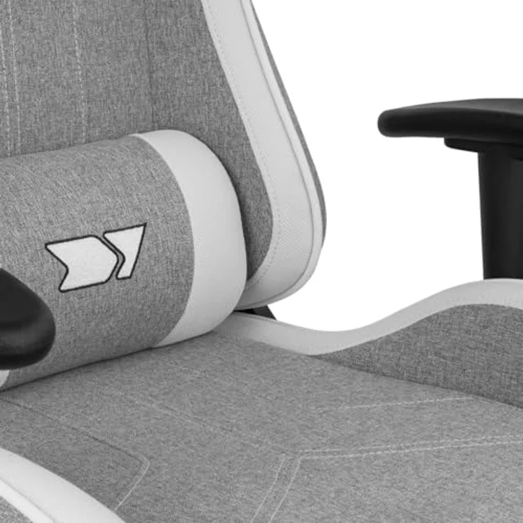 DRIFT GAMING DR90 PRO – Ergonomischer Gaming-Stuhl mit Kopf- und Lendenstütze, 135° neigbare Rückenlehne, 2D-verstellbare Armlehnen, atmungsaktiver Stoff, Nylonbasis und Gasfeder Klasse 4, Grau/Weiß – Bild 9