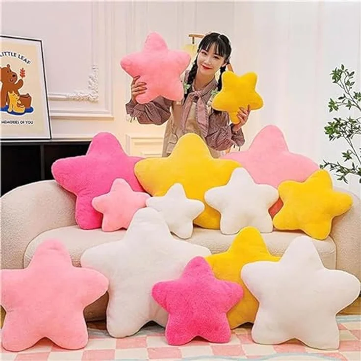 Kuschelkissen Kinder Sternkissen Plüsch Kissen Dekokissen für kuschelecke kinderzimmer, Weiche Flauschige Sternform Zierkissen Sofakisse für Heimdekoration (Lotuswurzel,30 cm) – Bild 7