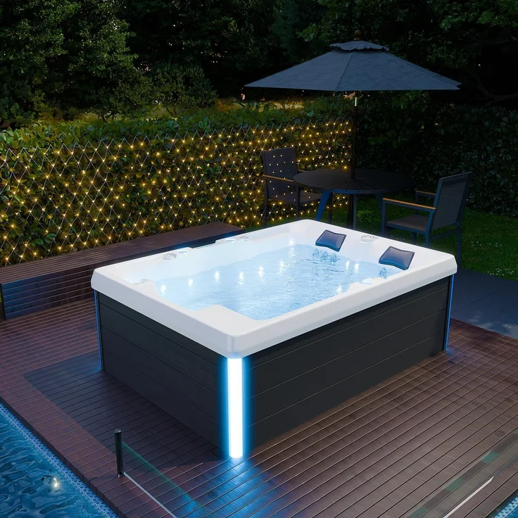 TroniTechnik Whirlpool Outdoor Whirlpool ELBA weiß, (3-tlg), mit integrierter LED Beleuchtung, Massagefunktion und Wasserspiel – Bild 1
