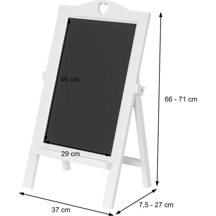 Werbetafel HWC-E51, Aufsteller Kreidetafel, 66 x 37 x 27 cm Shabby-Look Vintage ~ grau – Bild 3