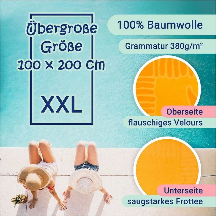 ZOLLNER Strandtuch, Frottier (1-St), 100 x 200 cm, 100% Baumwolle, vom Hotelwäschespezialisten – Bild 2