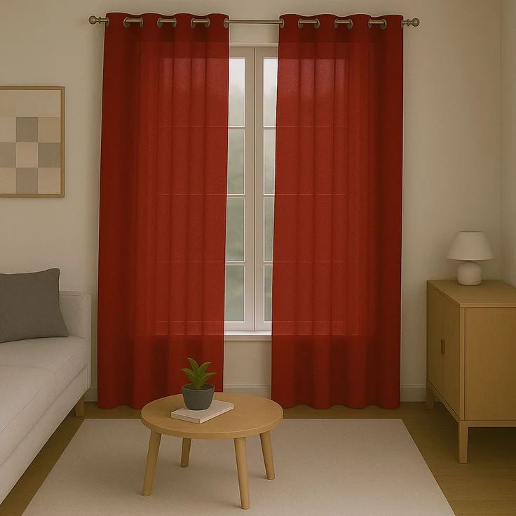 Gardine mit Ösen *** x *** cm ( Breite x Länge ) in ***, blickdichter Vorhang, Ösenvorhang in vielen Variationen 140x145 cm Rot – Bild 3