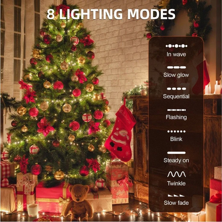 OZAVO LED-Lichterkette LED Weihnachtsbaum Lichterkette mit Fernbedienung, 30M-300 LEDs, 8 Modi, Timer & Memory für Weihnachtsdeko Innen & Außen – Bild 2